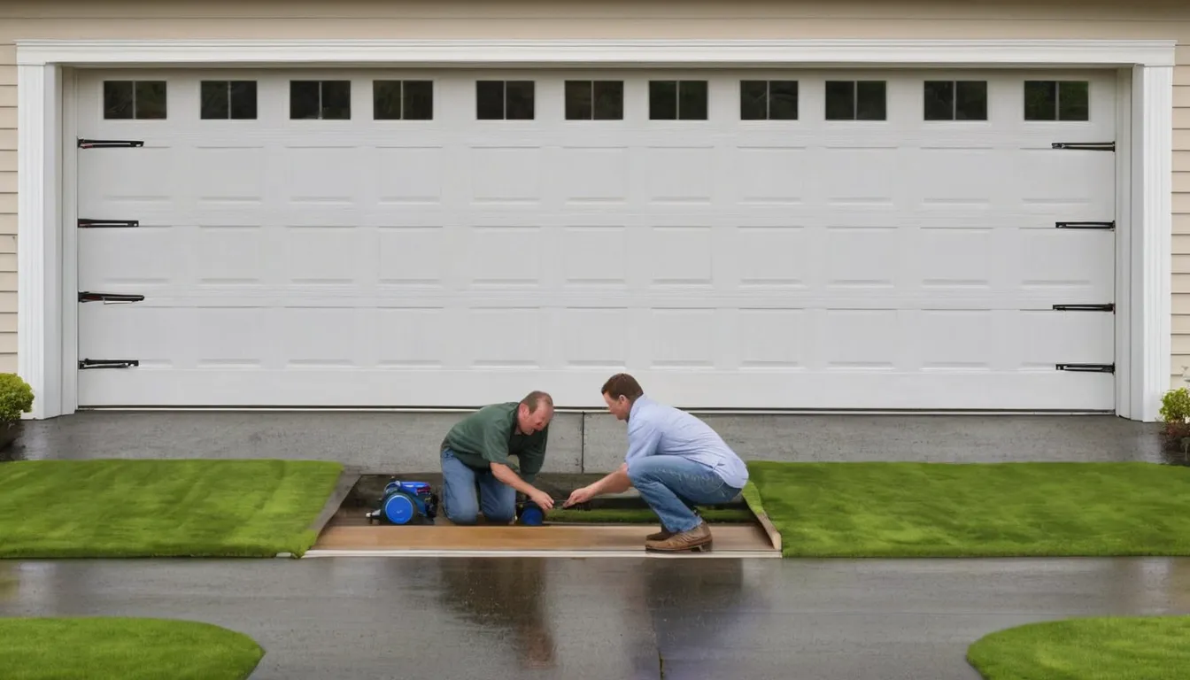 A friendly local provider checking a garage door track with a homeowner in the Bremerton area